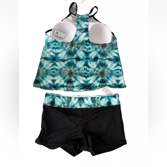 (L1) South Point Women's Plus Size Tie-Dye Two-Piece Swimsuit, Multi-Sizes Blue - Picture 10 of 11